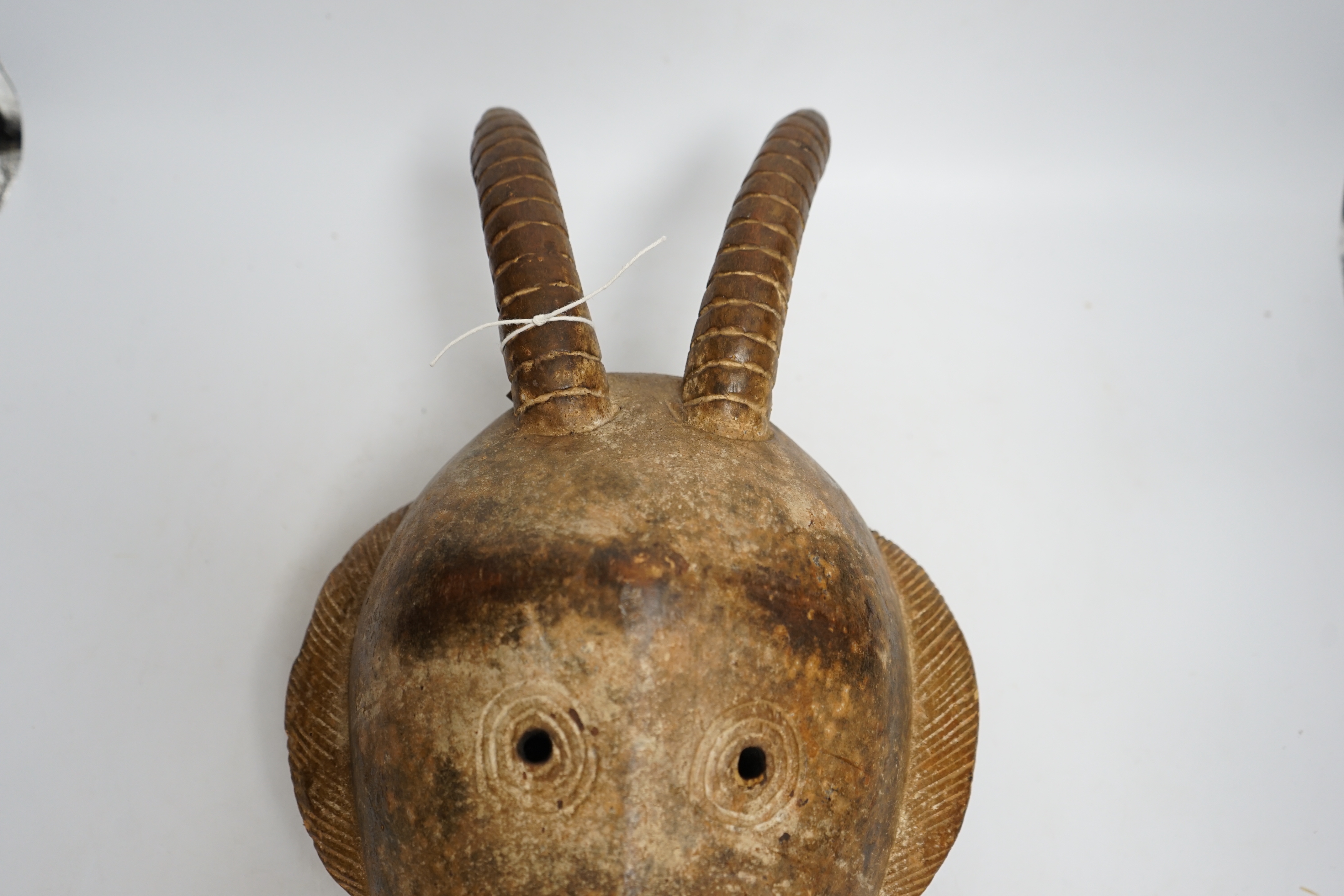 A carved wood antelope head mask, Burkina Faso?